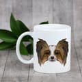 Miniatyrbild 4 av 6: Papillon, Continental Spaniel - mugg med ett foto och inskriptionen geometrisk hund Art-Dog