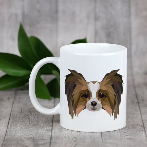 Papillon, Continental Spaniel - mugg med ett foto och inskriptionen geometrisk hund Art-Dog