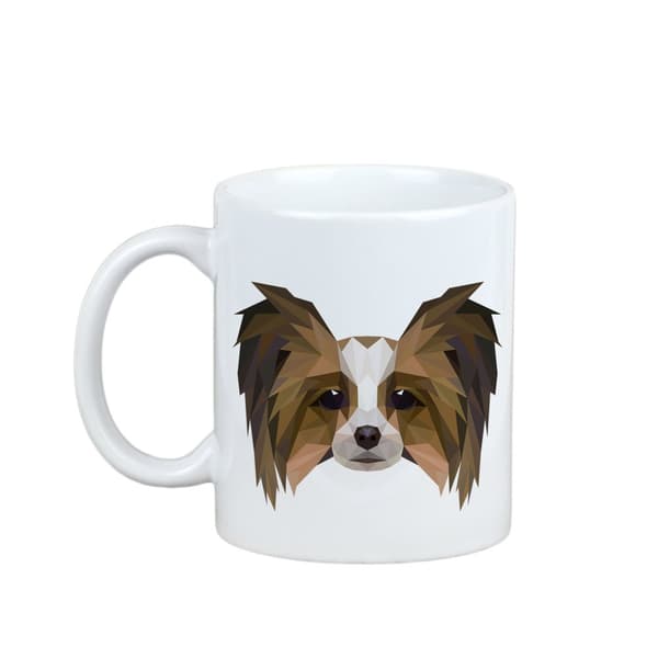 Papillon, Continental Spaniel - krus med et foto og inskriptionen geometrisk hund Art-Dog