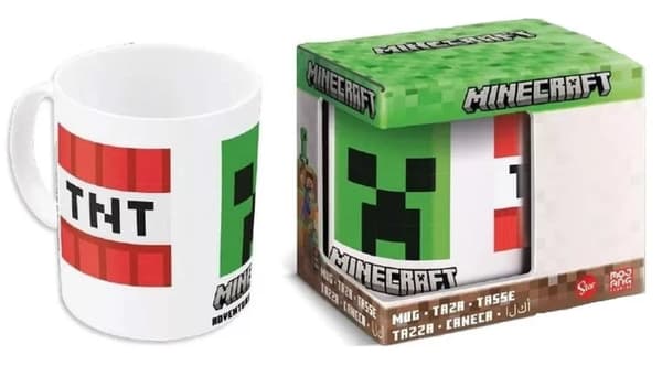 Porslinsmugg Minecraft Vit/Grön