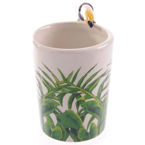 Toucan Party Toucan Ceramic Shaped Handle Mug with Jungle Decal