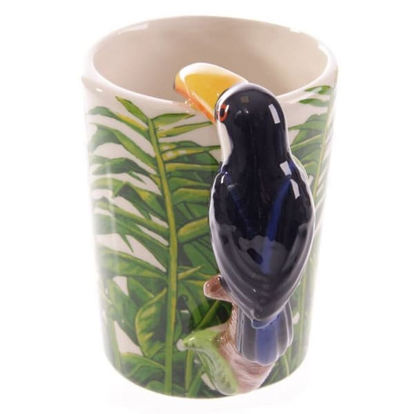 Toucan Party Toucan Ceramic Shaped Handle Mug with Jungle Decal