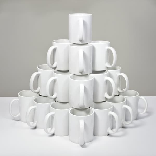 Blank Sublimation Mugs 36 / 72 Pack White Ceramic Polymer Coated 11oz Large AAA Grade Cup With Handle & Presentation Gift Boxes & Heat Tape Roll 22m L