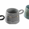 Miniatyrbild 4 av 4: Mugg DKD Home Decor Svart Grå Blå Rosa Stengods Modern (400 ml) (4 antal)