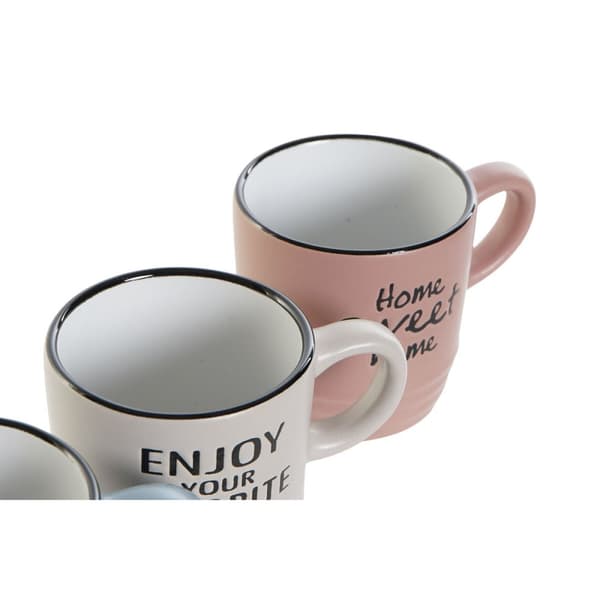 Osainen kahvikuppisetti DKD Home Decor Monivärinen Kivitavara 90 ml Alkuperäiset lauseet