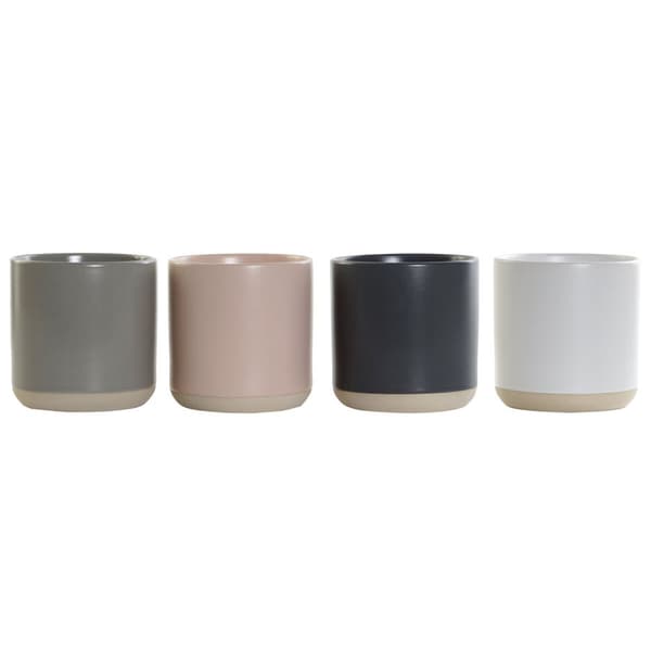Krus DKD Home Decor Lyserød Mørkegrå Lysegrå Stentøj (350 ml) (4 enheder)