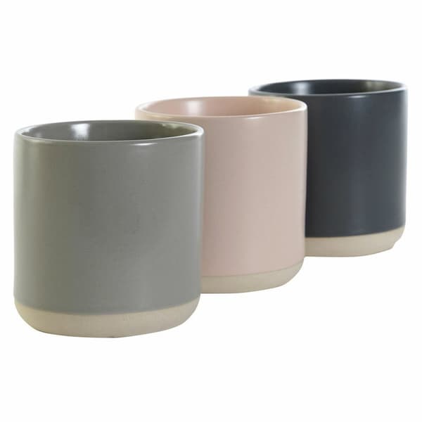 Krus DKD Home Decor Lyse Rosa Mørke Grå Lysegrp Steintøy (350 ml) (4 enheter)