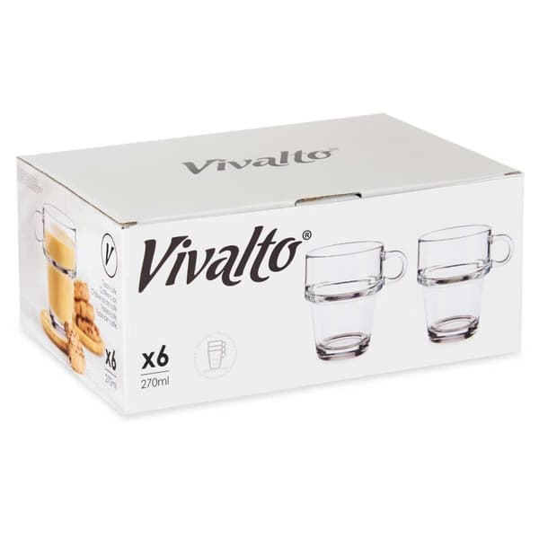 Tee- ja kahvikuppi Vivalto Z908-9/BHA6 Läpinäkyvä Lasi 270 ml (6 osaa)