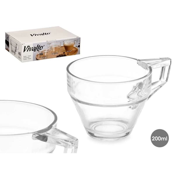 Te- och kaffekopp Vivalto ZLQ02/BHA6 Transparent Glas 199 ml (6 antal)