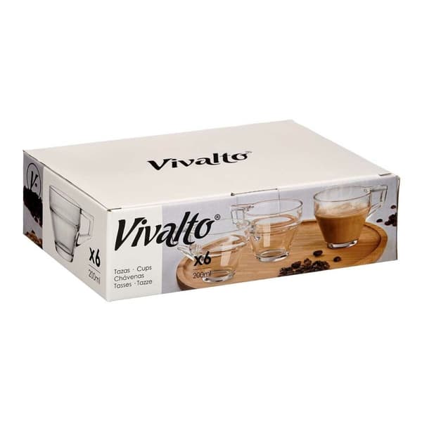 Te- och kaffekopp Vivalto ZLQ02/BHA6 Transparent Glas 199 ml (6 antal)