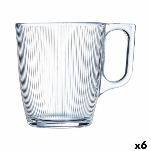 Mugg - Luminarc - Stripy - Transparent Glas - 250 ml - 6 enheter - Mikrovågskompatibel