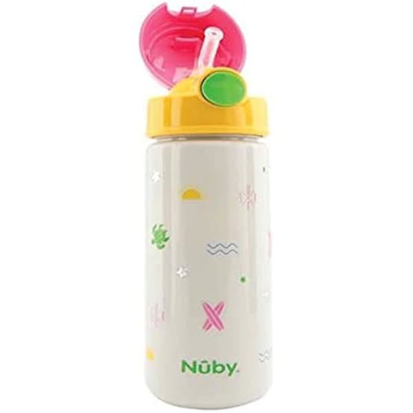 Mugg - NUBY - 540 ml - Rosa - Mjukt sugrör - Tryckknapp - Barn