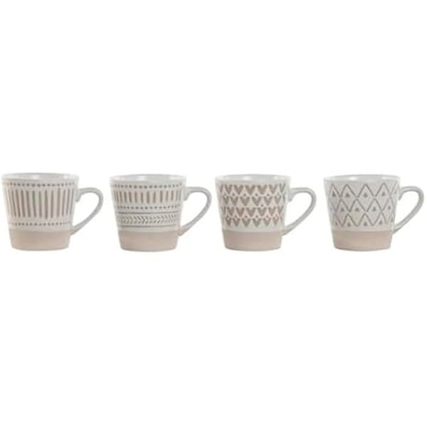 Kaffekoppset - HOME ESPRIT - 4 delar - Stengods - 180 ml - Flerfärgad