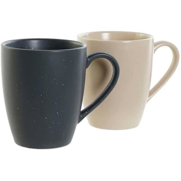 Gummiträmuggar - DKD Home Decor - Set med 4 - Mörkgrå - 300 ml - Heminredning