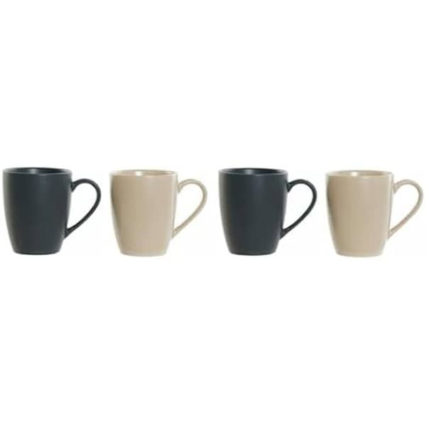 Gummiträmuggar - DKD Home Decor - Set med 4 - Mörkgrå - 300 ml - Heminredning