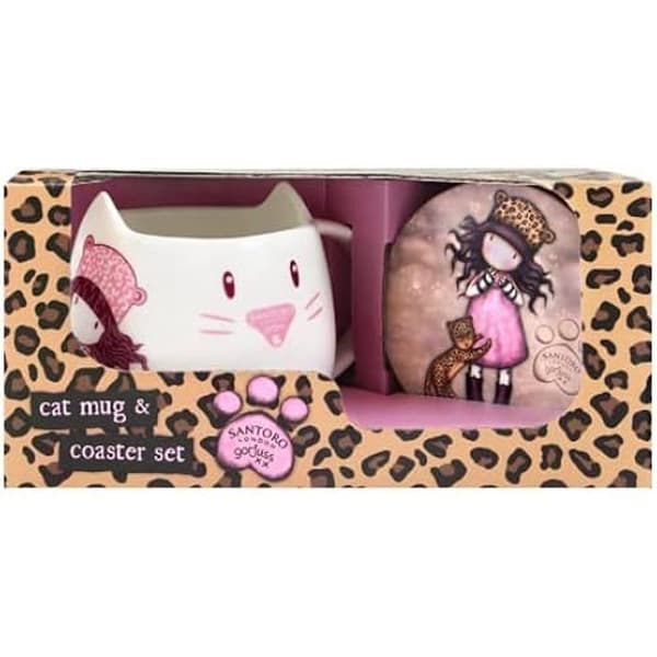 SET MED TAZA Y POSAVASOS GORJUSS™ "PURRRRRFECT LOVE"