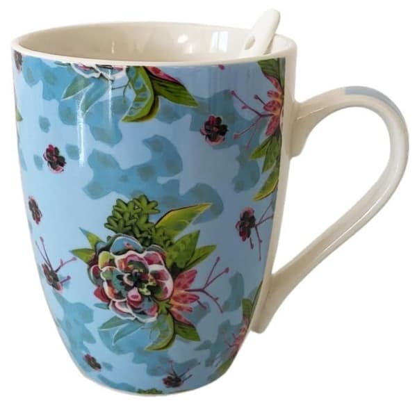 Mugg med sked Allen Designs - Blommor
