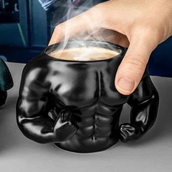 Mug med muskulös svart man Original kopp för träning