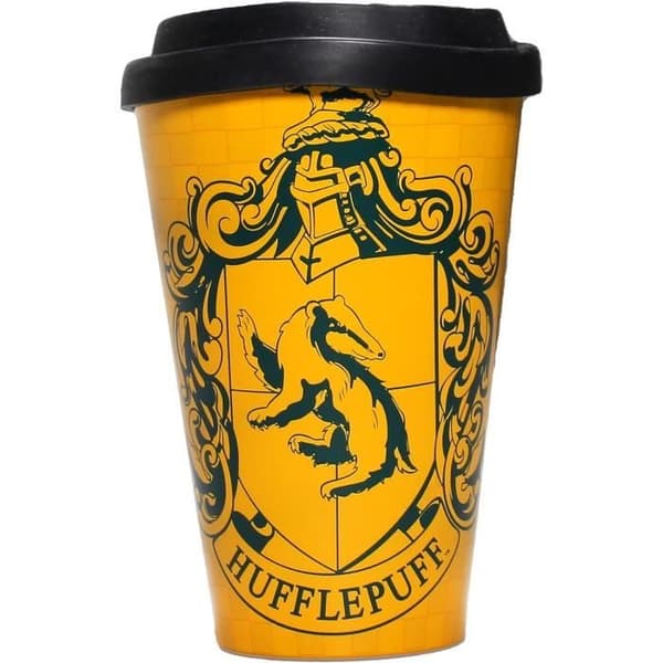Mugg med resor Harry Potter Stolt Puffskein 400ml - HALF MOON BAY - Svart Gult och svart Porslin Keramik Stengods