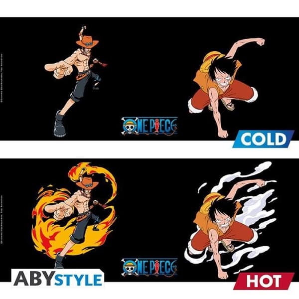 "ONE PIECE - Mug med värmeförändring - 460 ml - Luffy &amp; Ace"