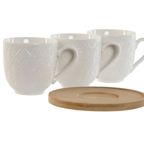 Dele kaffekopsæt Home ESPRIT Hvid Bambus Porcelæn 90 ml