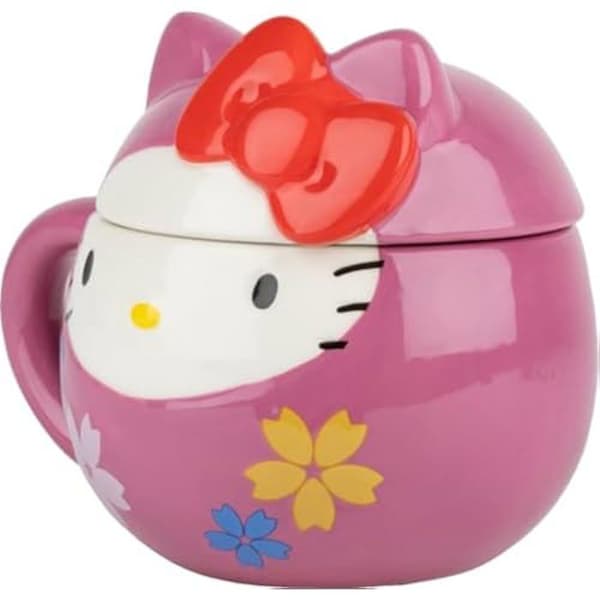 3D-mugg Hello Kitty - KONIX - 320 ml - Keramik - Rosa - Daruma-mönster