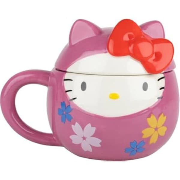 3D-mugg Hello Kitty - KONIX - 320 ml - Keramik - Rosa - Daruma-mönster
