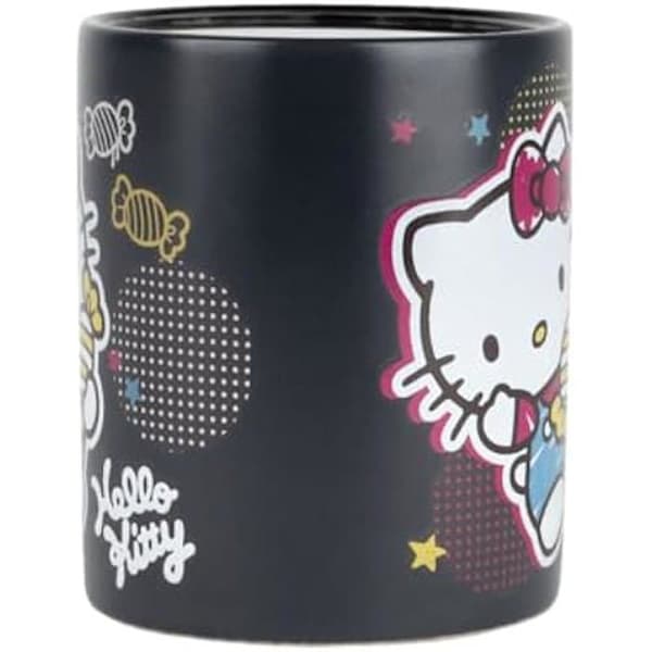 Termisk reaktiv mugg - KONIX - Hello Kitty - 320 ml - Godismotiv - Svart