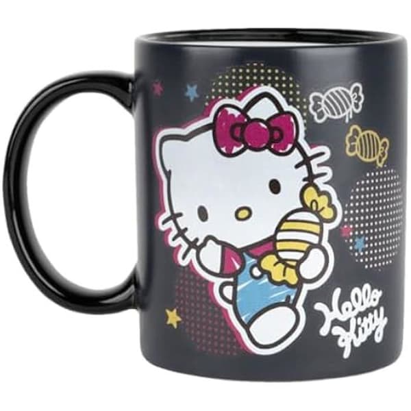 Termisk reaktiv mugg - KONIX - Hello Kitty - 320 ml - Godismotiv - Svart