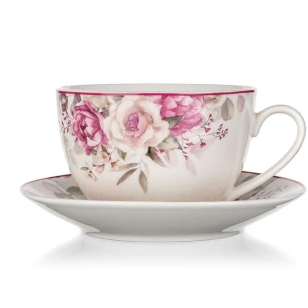 BANQUET Tasse och fat ROSA 240 ml, 6 stycken