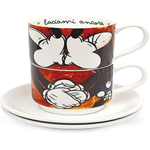 Kaffeservice - EGAN - Mickey Mouse - 2 stapelbara koppar - Porslin - Flerfärgad