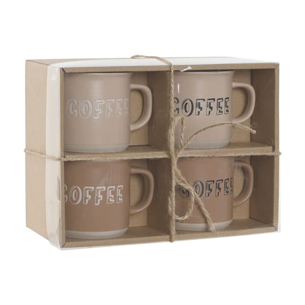 4 Delers krussett Home ESPRIT Brun Steintøy 285 ml 9 x 7 x 8 cm