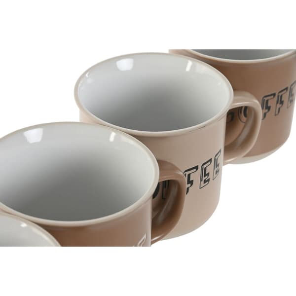4 Delers krussett Home ESPRIT Brun Steintøy 285 ml 9 x 7 x 8 cm