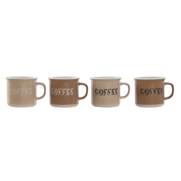 4 Delers krussett Home ESPRIT Brun Steintøy 285 ml 9 x 7 x 8 cm