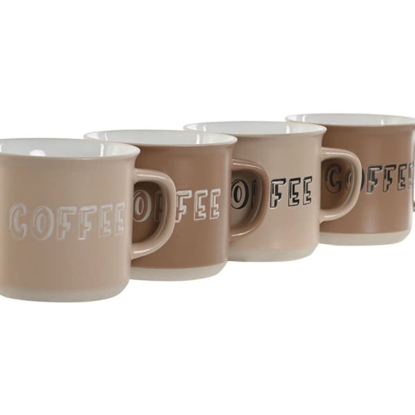 4-osainen mukisetti Home ESPRIT Ruskea Kivitavara 285 ml 9 x 7 x 8 cm