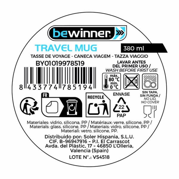 Termosmugg med lock Bewinner 380 ml (24 antal)