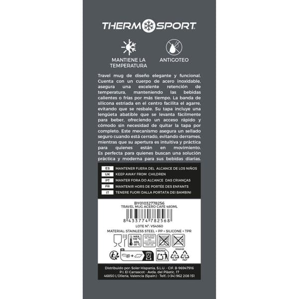 Termosmugg med lock ThermoSport 480 ml (9 antal)