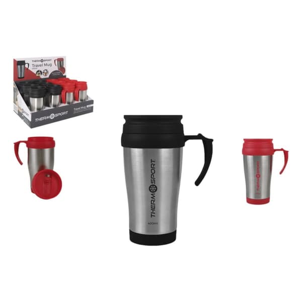 Termoskuppi kannella ThermoSport Travel Punainen 400 ml (12 osaa)