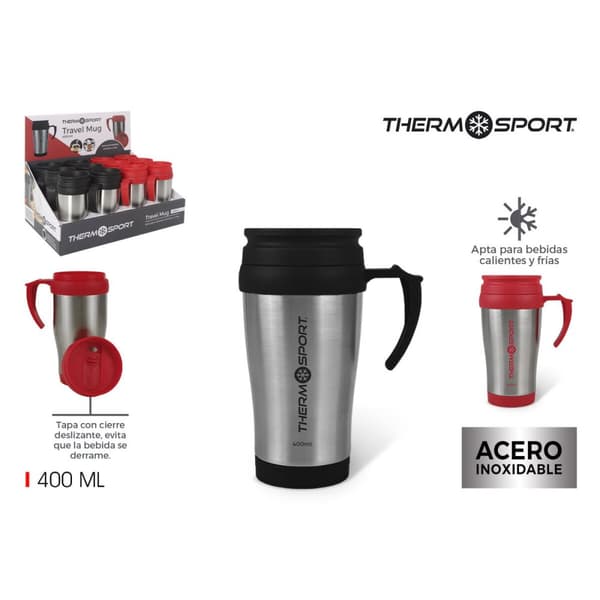 Termoskuppi kannella ThermoSport Travel Punainen 400 ml (12 osaa)