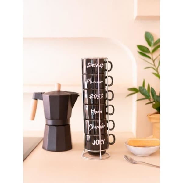 Set med koppar - Vänner - Keramik - Cylindrisk - Diskmaskinskompatibel - Modern design