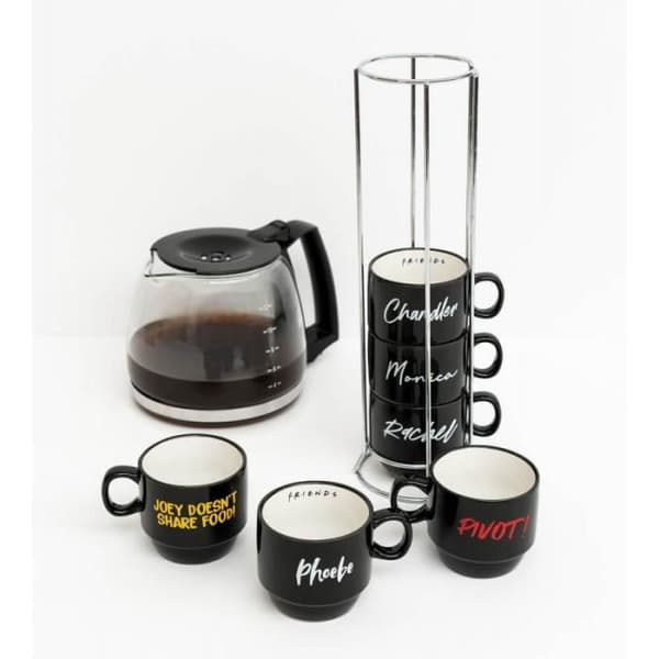 Set med koppar - Vänner - Keramik - Cylindrisk - Diskmaskinskompatibel - Modern design