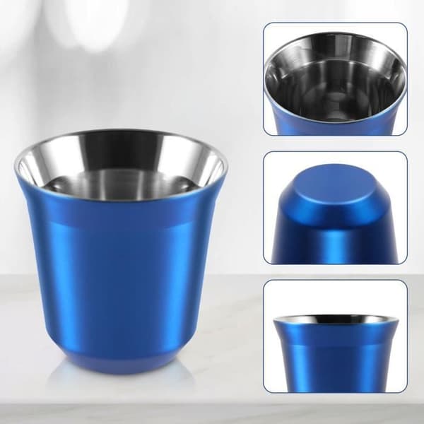 Paket med 2 espressokoppar i rostfritt stål 304 av 170 ml