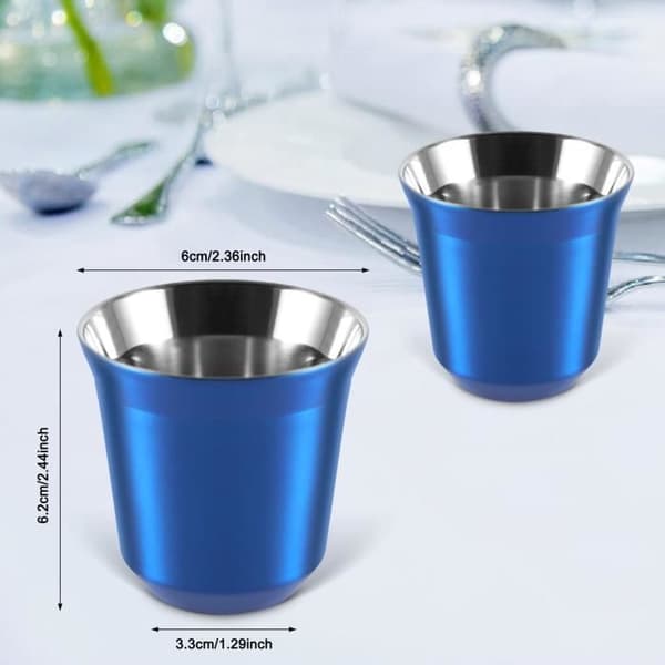 Paket med 2 espressokoppar i rostfritt stål 304 av 170 ml