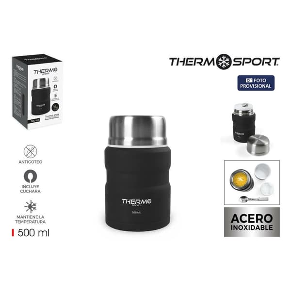 Ruokatermos ThermoSport Musta Teräs 500 ml (6 osaa)