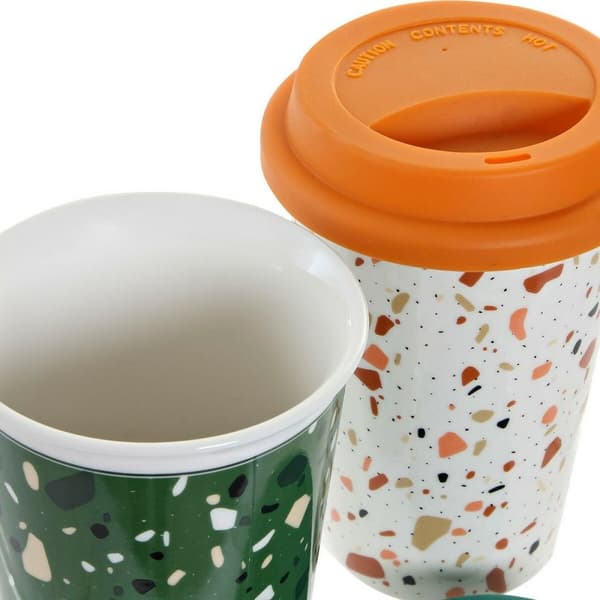 Krus DKD Home Decor Terrazo Silikon Porselen (400 ml) (4 pcs)