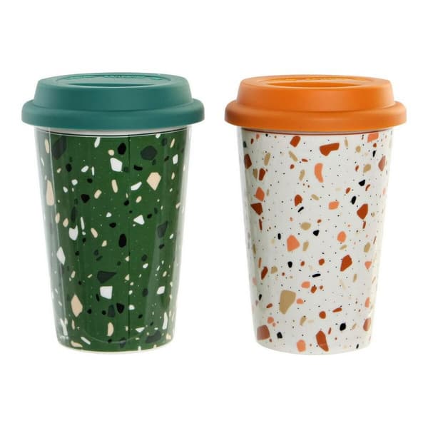 Krus DKD Home Decor Terrazo Silikon Porselen (400 ml) (4 pcs)