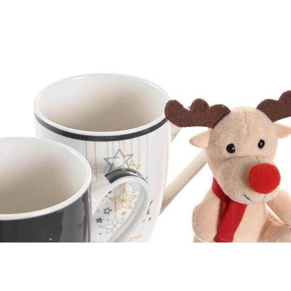 Krus DKD Home Decor Svart Hvit Bone China Porselen (360 ml) (2 enheter)