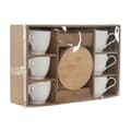 Pikkukuva 4 / 4: Setti 6 kuppia lautasilla Home ESPRIT Valkoinen Luonnollinen Bambu Posliini 220 ml