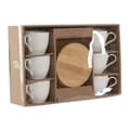 Miniatyrbillede 4 af 4: Sæt med 6 kopper og underkopper Home ESPRIT Hvid Natur Bambus Porcelæn 220 ml