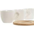 Miniatyrbillede 2 af 4: Sæt med 6 kopper og underkopper Home ESPRIT Hvid Natur Bambus Porcelæn 220 ml